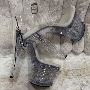 Clear Pleaser illuminated 7” heel NWOT